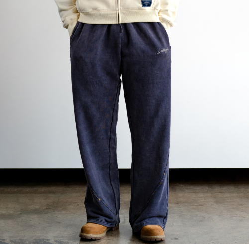 Custom Clothing Manufacturers Embroidered LOGO Acid Wash Sweatpants