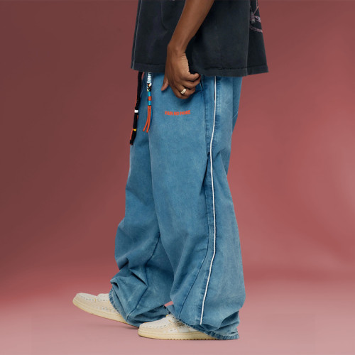 Custom Print Logo Jeans | Oversized Streetwear Manufacturer | Acid Washed Baggy Pants