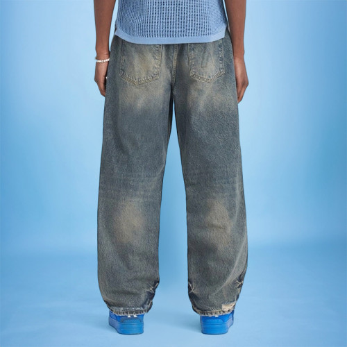 Custom Men's Ripped Jeans | Wash Patch Vintage Denim | Streetwear Pants Supplier