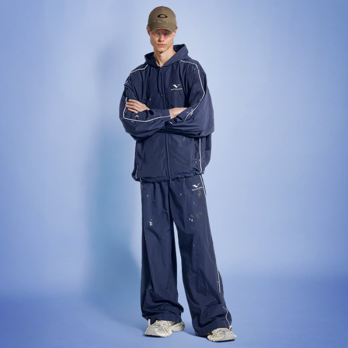 Custom Sport Jogging Tracksuits | Nylon Waterproof Hooded Coat | Gym Tracksuit