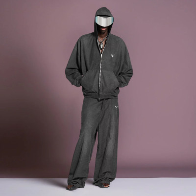 Custom Men's Zipper Tracksuits | Heavyweight Acid Wash 100% Cotton | Streetwear Supplier