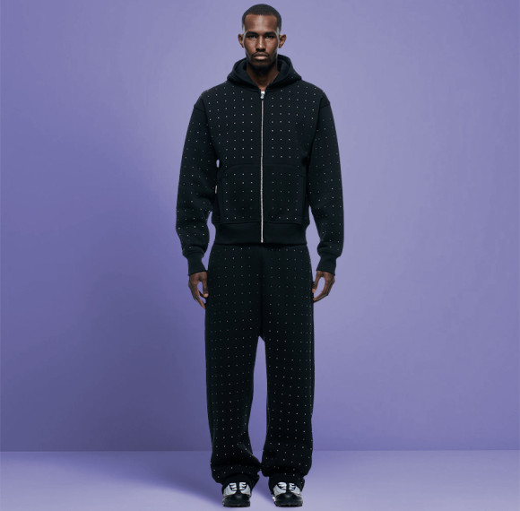 Custom High Quality Zip Rhinestone Tracksuit | French Terry 100% Cotton | Streetwear Tracksuits