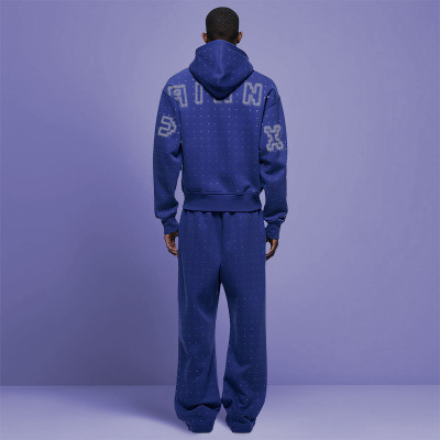 Custom High Quality Zip Rhinestone Tracksuit | French Terry 100% Cotton | Streetwear Tracksuits