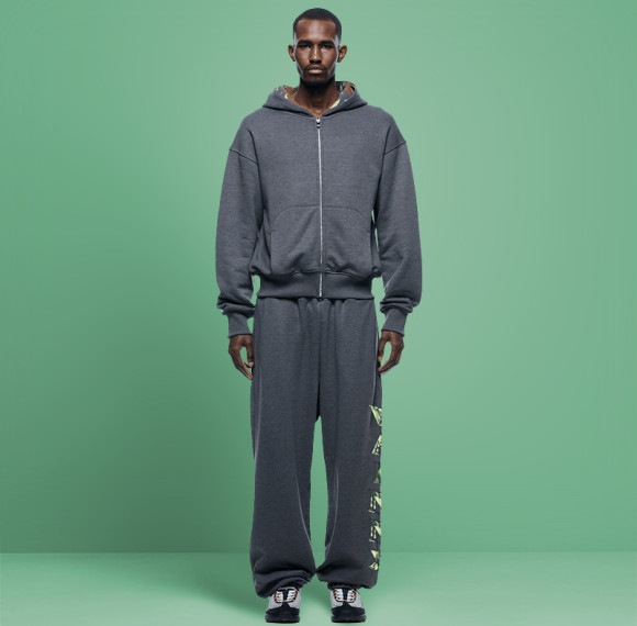 Custom Letter Print Logo Tracksuit | Heavyweight Vintage Acid Wash | Men's Hooded Sweatsuit