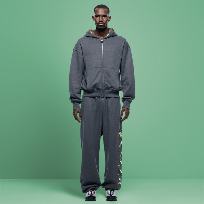 Custom Letter Print Logo Tracksuit | Heavyweight Vintage Acid Wash | Men's Hooded Sweatsuit