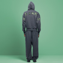 Custom Letter Print Logo Tracksuit | Heavyweight Vintage Acid Wash | Men's Hooded Sweatsuit