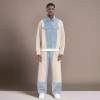 Custom High Quality Tracksuit | Denim patchwork fashion Sweatsuit | Men's Two Piece Set