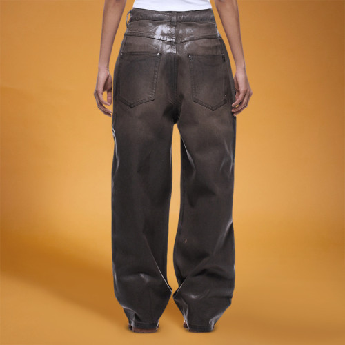 Custom Men's Trousers | Washed Vintage Denim Pants | Baggy Wide-leg Pants