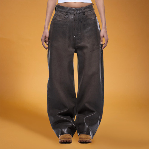 Custom Men's Trousers | Washed Vintage Denim Pants | Baggy Wide-leg Pants