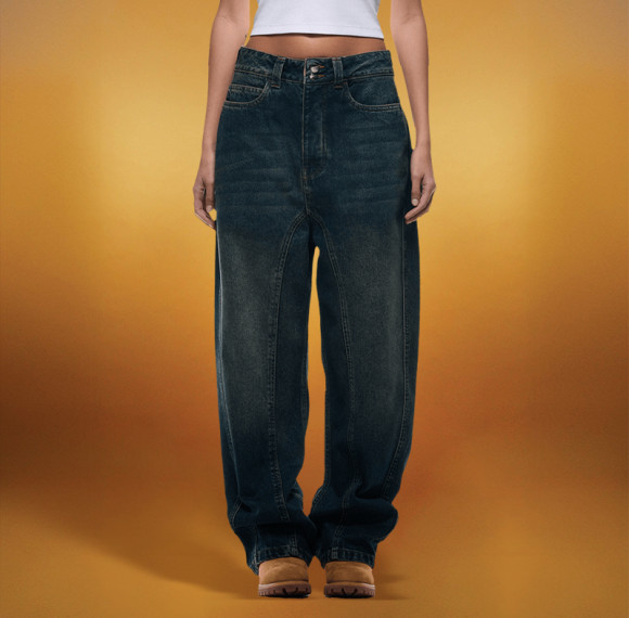 Custom Men's Casual Jeans | Acid Wash Sun Faded Pants | Baggy Casual Vintage Denim