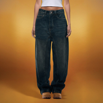 Custom Men's Casual Jeans | Acid Wash Sun Faded Pants | Baggy Casual Vintage Denim
