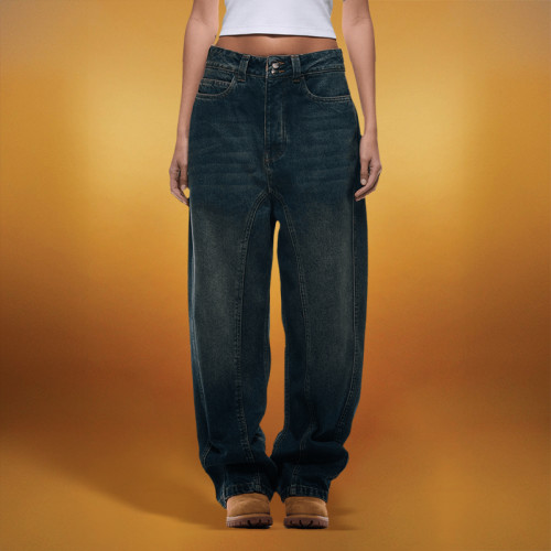 Custom Men's Casual Jeans | Acid Wash Sun Faded Pants | Baggy Casual Vintage Denim