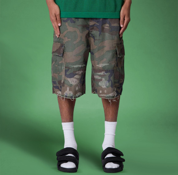 Custom Cotton Spandex Distressed Shorts | All Print Camouflage | Oversize Streetwear Manufacturer