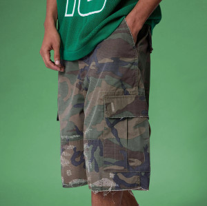 Custom Cotton Spandex Distressed Shorts | All Print Camouflage | Oversize Streetwear Manufacturer