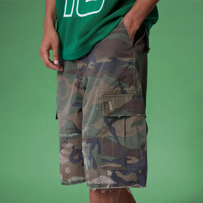 Custom Cotton Spandex Distressed Shorts | All Print Camouflage | Oversize Streetwear Manufacturer