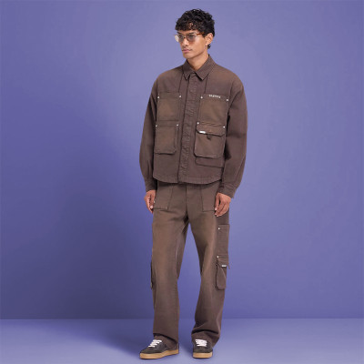 Custom Heavyweight Canvas Work Tracksuits | Acid Wash Faded Vintage | Men's Two Piece Set