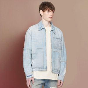 Custom Men's Vintage Denim Jacket  | Printed Embroidery Logo | Streetwear Supplier
