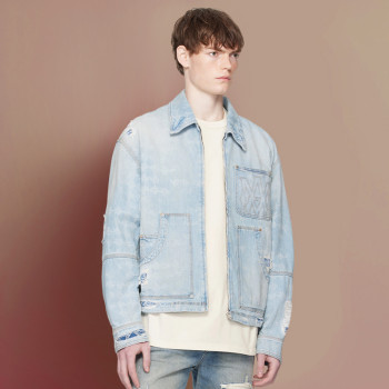 Custom Men's Vintage Denim Jacket  | Printed Embroidery Logo | Streetwear Supplier