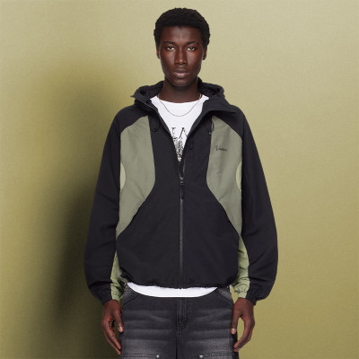 Custom Nylon Boxy Zipper Pockets | Streetwear Splicing Color Blocks | Zip up Windbreaker Jackets