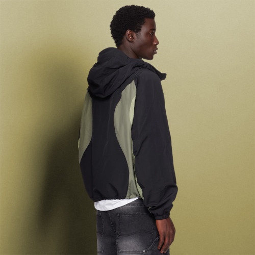 Custom Nylon Boxy Zipper Pockets | Streetwear Splicing Color Blocks | Zip up Windbreaker Jackets