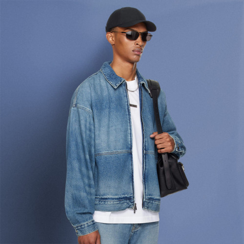 Custom Blue Washed Jacket | 100% Cotton Drop Shoulder | Classic Loose Heavyweight Coat