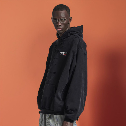 Custom Broken Hole Patch Hoodie |Acid Wash Distressed Vintage | Boxy Fit Cropped Sweatshirts