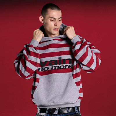 Custom Striped Long Sleeve Hoodie | Oversize Lightweight Soft Cotton | Hoodie for Unisex