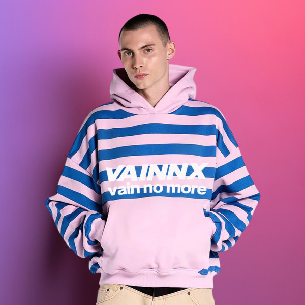 Custom Oversized Embroidery Stripes Hoodie | 100% organic cotton | Streetwear Supplier