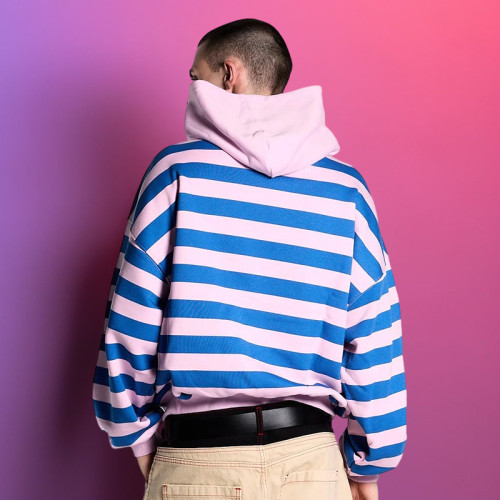 Custom Oversized Embroidery Stripes Hoodie | 100% organic cotton | Streetwear Supplier