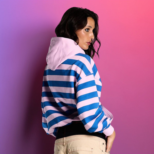 Custom Oversized Embroidery Stripes Hoodie | 100% organic cotton | Streetwear Supplier