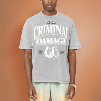 Custom Acid Washed Distressed T-shirt | Heavyweight Oversize Men's T-shirt | DTG Print Logo