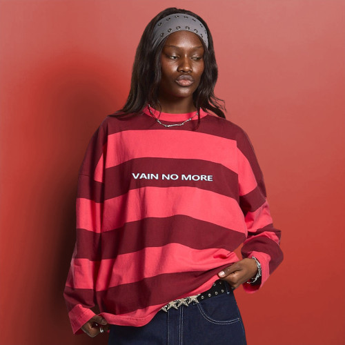 Custom Unisex Long-sleeved T-shirt | Striped Print Breathable Cotton| Streetwear supplier