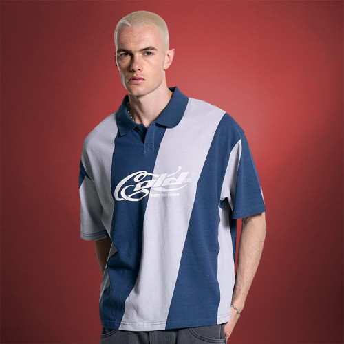 Custom Streetwear Sports T-Shirt | Striped Embroidery Logo | Casual Baggy Fashion