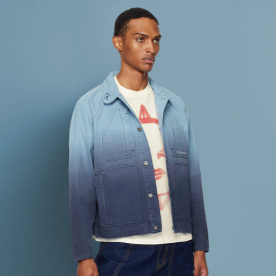 Custom Washed Denim Shirt | Vintage Gradient Fading| Fashion Concise Streetwear