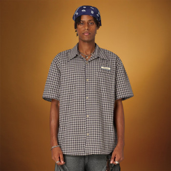 Custom Vintage Casual Grid shirt | High Quality Printed logo | Men's Summer Shirt