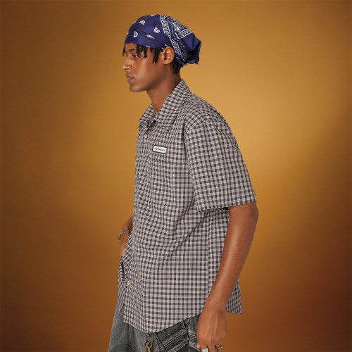 Custom Vintage Casual Grid shirt | High Quality Printed logo | Men's Summer Shirt