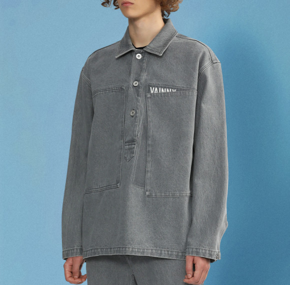 Custom Fashion Casual Denim Shirt | Vintage Wash Long Sleeve Shirt | Simple Streetwear