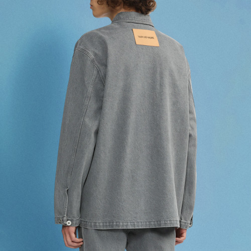 Custom Fashion Casual Denim Shirt | Vintage Wash Long Sleeve Shirt | Simple Streetwear