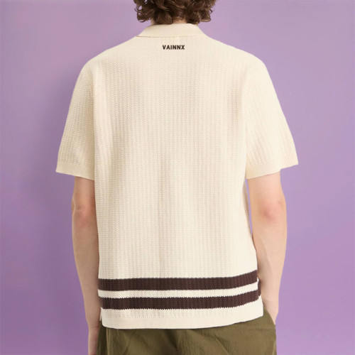Custom Logo OEM Knitted Shirt | Casual Slim Fit Polo Shirt | Striped Short Sleeve for Men