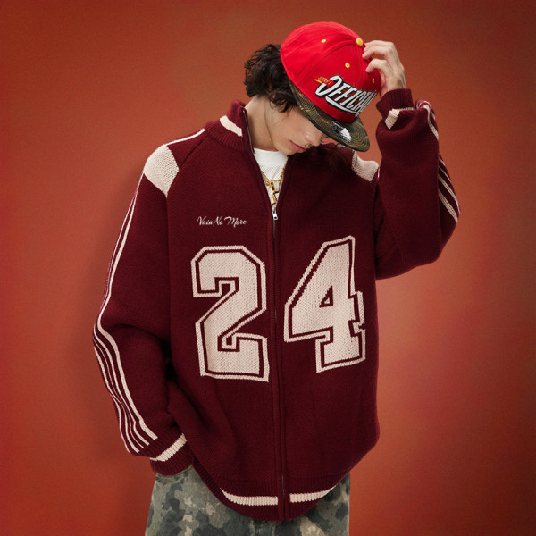 Custom Knitted Cardigan Sweater | Oversize Men Zipper Sweater | Football Sport Sweater