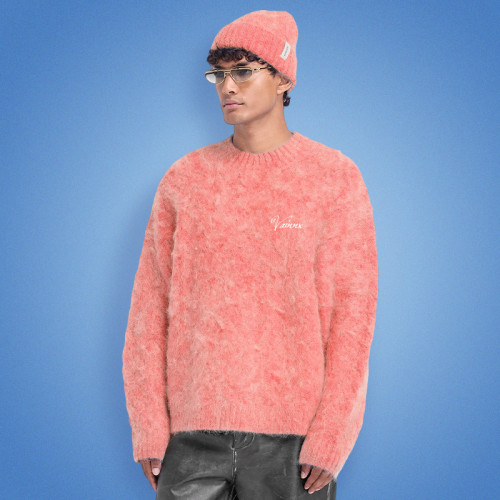 Custom Mohair Sweater | Long Sleeve Crew Neck Threaded Plush Sweater | Men's Knitted Sweater