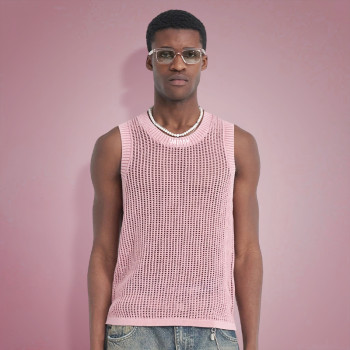 Custom Crew Neck Sleeveless Sweater | Plain Knitted Hollow Vest | Men's Sweater Manufacturer