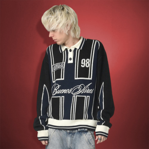 Custom Letter Embroidered Knitted Sweater | 100% Cotton Oversize Streetwear | Unisex Sweater Manufacturer
