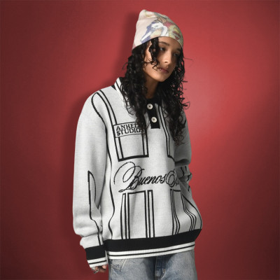 Custom Letter Embroidered Knitted Sweater | 100% Cotton Oversize Streetwear | Unisex Sweater Manufacturer