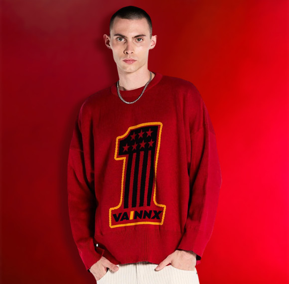 Custom 100% Cotton Sports Sweater | Long Sleeve Crew Neck Jacquard Pullover | Unisex Sweater Supplier