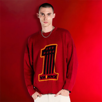 Custom 100% Cotton Sports Sweater | Long Sleeve Crew Neck Jacquard Pullover | Unisex Sweater Supplier