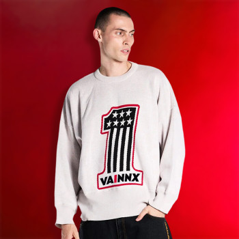 Custom 100% Cotton Sports Sweater | Long Sleeve Crew Neck Jacquard Pullover | Unisex Sweater Supplier