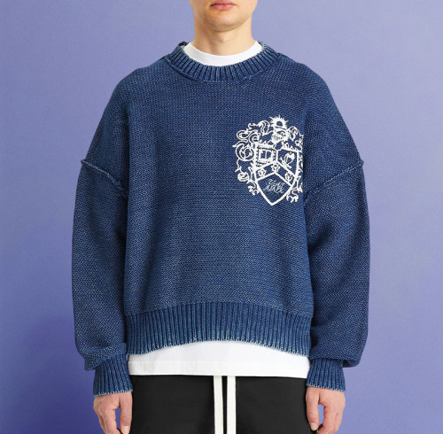 Custom Men's Digital Print Pullovers | Jacquard Pattern Sweater | Streetwear Manufacturer