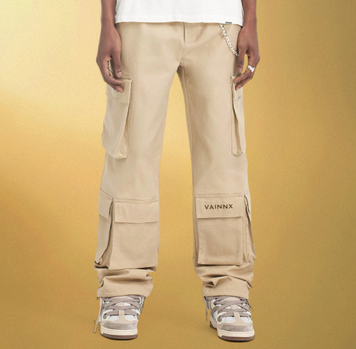 Custom Print Logo Pants | Summer Multi-pocket Cargo Pants | Loose Straight-leg Pants