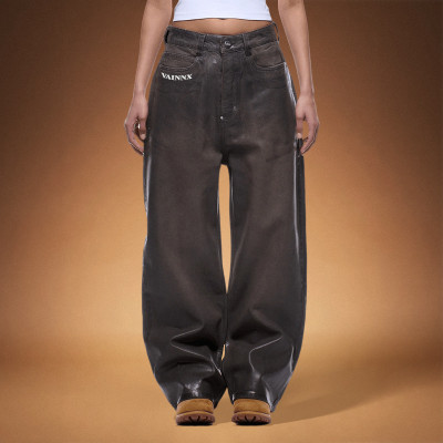 Custom Men's Trousers | Washed Vintage Denim Pants | Baggy Wide-leg Pants